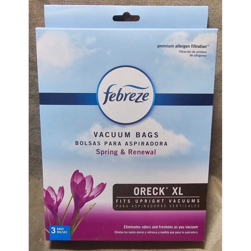 Febreze Vacuum Bags for Oreck XL Upright 3-Pack Spring & Renewal Scent 17053